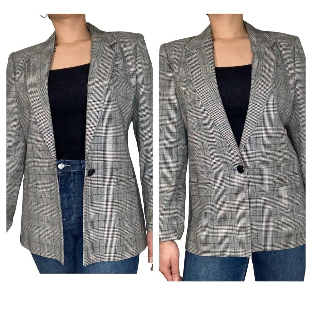 Saks Fit Avenue women gray blazer size 8 M casual style - Picture 15 of 15